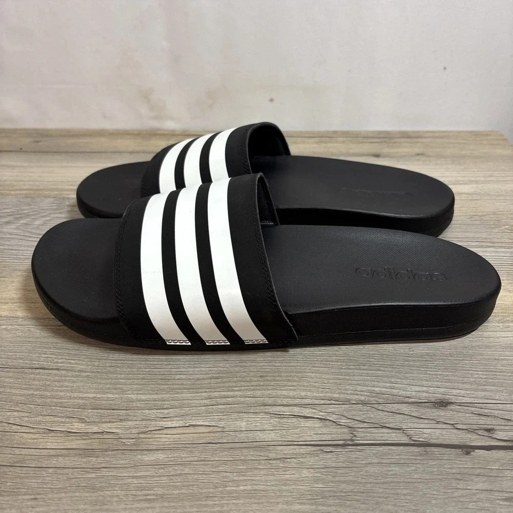 Adidas Adilette Unisex Comfort Shower Slides Men US 10 Women US 11 Black / White